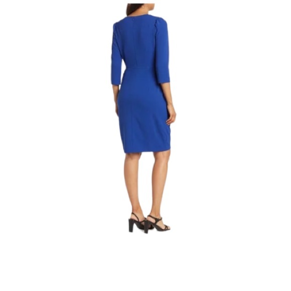 TAHARI Long Sleeve Side Drape Dress Cobalt size 2 - Picture 2 of 3